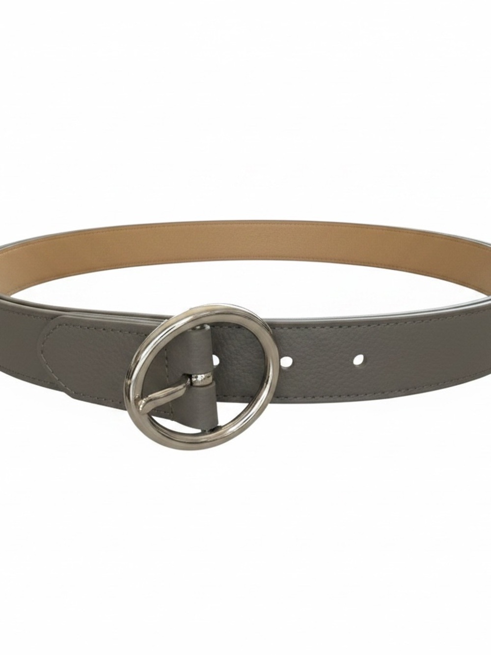 Talbots Taupe Leather Belt with Silver Round Buckle